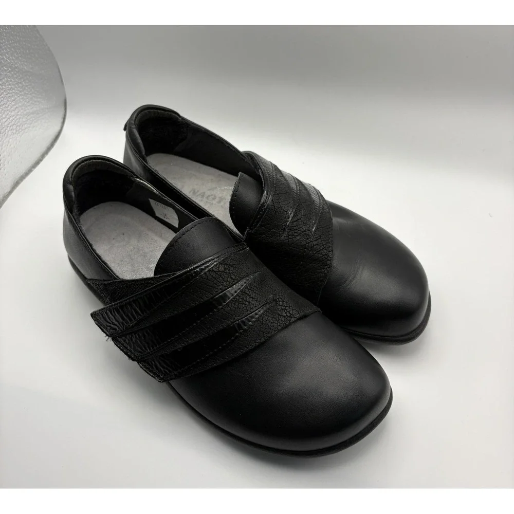 Naot Kirei Black Leather Mary Jane Comfort Shoe Women EU 35 Hook Loop Orthopedic
